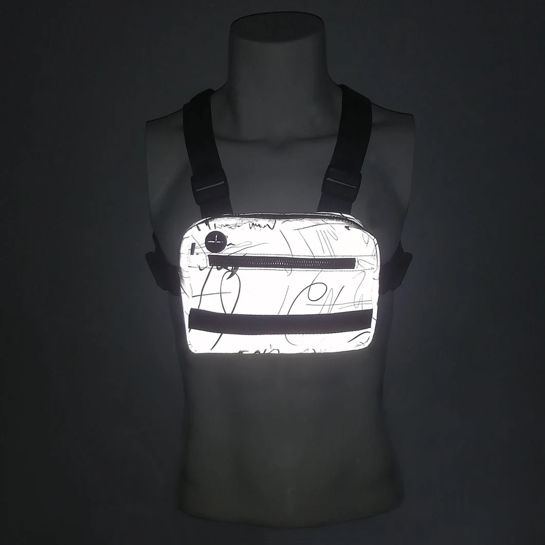 Reflective Tactical Chest Rig Bag with Multi Pockets for Night Running Cycling Walking Trekking Jogging Climbing Wbb13165